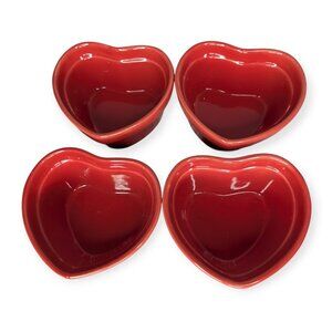 Michaels Set of Four Heart-Shaped Red Ceramic Bowls